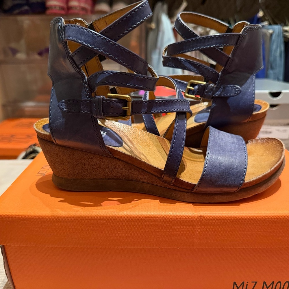 Miz Mooz Blue Strappy Wedges